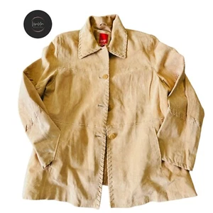 Suede Leather Jacket Faux Size XL Fall Winter Coat Esprit - Picture 1 of 14