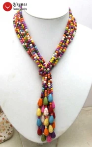Multicolor 4mm Round TURQUOISE 3 Strands 45'' Shawl Long Necklace for Women 5668 - Picture 1 of 4