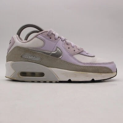 Nike Air Max 90 Youth 5.5 Women 7 White Pink Metallic Silver Sneakers CD6864-123 - Image 1 of 4