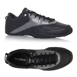 Reebok Womens Oshen SIZE 4.5 Leather Trainers Girls RRP £60 Black - Picture 1 of 10