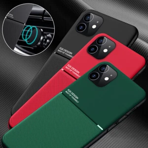 Luksusowe skórzane magnetyczne metalowe hybrydowe etui pokrowiec na iPhone 14 13 12 11 Pro Max X - Zdjęcie 1 z 15