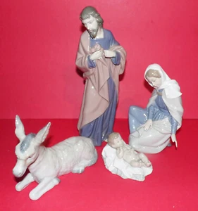 NAO Valencia * 4 Piece Porcelain nativity Set * Mary * Joseph * Jesus * Donkey * - Picture 1 of 19