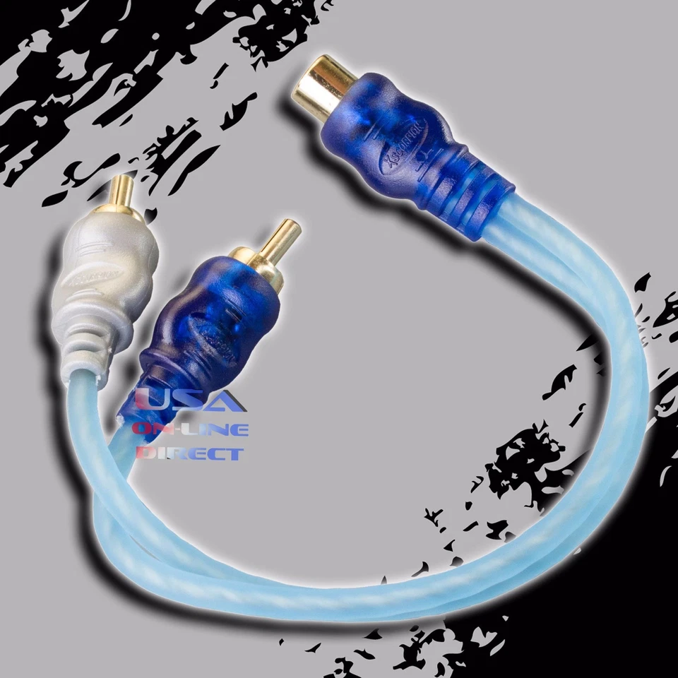 2PCS RCA Y Adapter Spiral Twisted Home Marine System Platinum interconnect Cable - Image 1 of 1