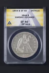 1844 Seated Liberty Dollar, ANACS EF40 Details, Key Date, Better Date - Picture 1 of 6