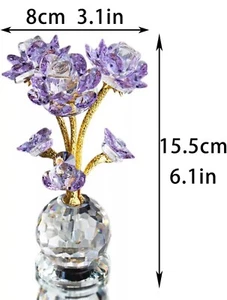 QFkris lila K9 Kristall Rosen Blume Glas Figur Sammlerstück Statue echte Kunst - Bild 1 von 4