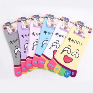 5 Pairs Cute Face Womens Cotton Toe Socks Five Finger Socks Casual Sports Ankle - Picture 1 of 8