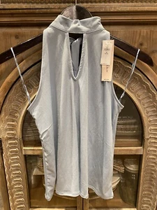 Banana Republic ärmellose Schlüssellochbluse Petite XSP neu mit Etikett hellblau - Bild 1 von 6