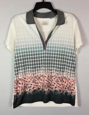 EP Pro Tour Tech Shirt Women's Large Gray Pink Collared Golf Polo Short Sleeve - Image 1 of 4