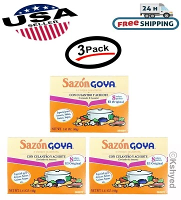 Tempero Goya Sazon Con Culantro Y Achiote coentro e urucum 1,41 0z (pacote com 3) - Imagem 1 de 4