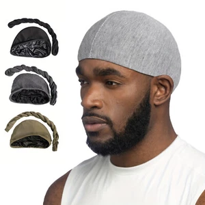 Men Durag Beanies Cap Turban Soft Braids Skull Pirate Hat Bonnet Head Wrap 2pcs - Picture 1 of 33