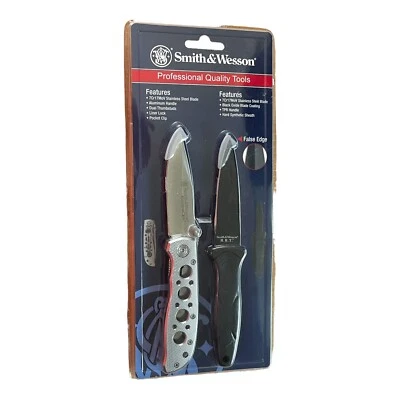 Cuchillo plegable Smith & Wesson 1105619 y hoja fija con funda combo Foto 1 de 2