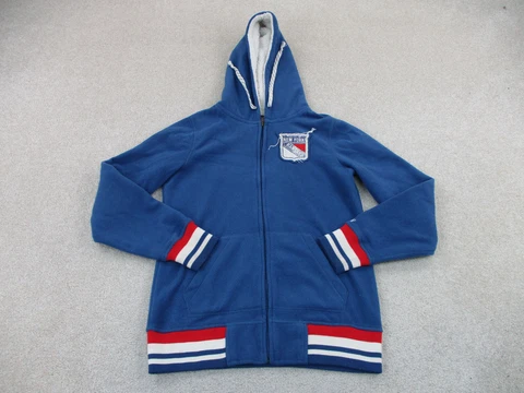 New York Rangers Sweater Women Small Blue Red Full Zip NHL Hoodie Hockey Ladies* Cover