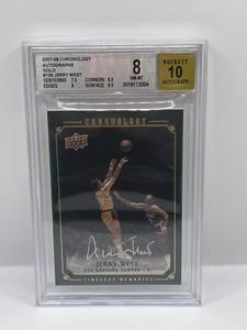 2007-08 Upper Deck Chronology Gold #139 Jerry West Auto Lakers 02/10 BGS 8
