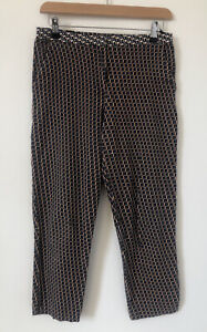 Topshop Trousers 10 Tailored Blue Pocket W28 L24 Crop Ankle Geometric Office