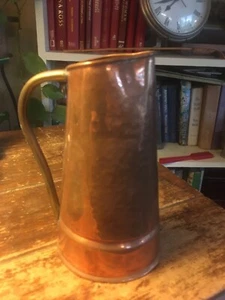 Hammered- Copper Pitcher/Handle/6" Tall Unique Tiffany Style - Picture 1 of 2