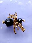 Vintage Collectible Halloween   SCARY BLACK SPIDER  BEAD pin 1"