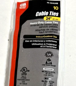 (5) Packs of 10 - Gardner Bender Large Heavy Duty Strap Zip Cable Ties 24" Long - Picture 1 of 3