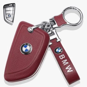 Leather Remote Key Fob Cover Shell Keychain Case For BMW X3 5 6 7 Series X5 X6 - Picture 1 of 9