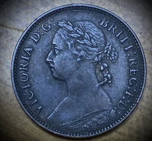 1881 H Great Britain Farthing 1/4p Queen Victoria VF/XF Condition - Picture 1 of 2