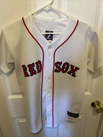 MAJESTIC Boston Red Sox Dustin Pedroia #15 White Home Jersey Youth Large Cover