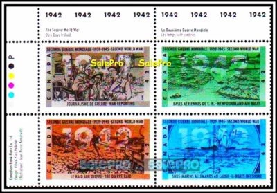 CANADA 1992 CANADIAN 1942 2nd WORLD WAR FACE $1.68 WWII STAMP CORNER BLOCK SET - Image 1 of 2