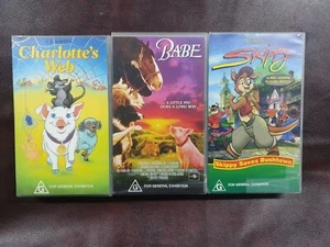 Kids VHS Video Tape Bundle - Skippy Saves Bushtown, Babe, Charlotte's Web - Picture 1 of 10