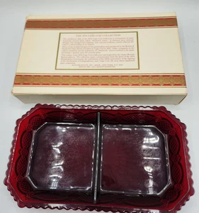 Vintage Avon Cape Cod Collection ~ Ruby Red 2 Part Relish Dish Original Box - Picture 1 of 9
