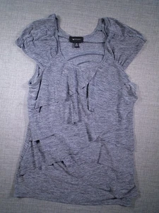 AB Studio Damen Top mittelgrau Polyester Elasthan Rüschenärmel - Bild 1 von 10