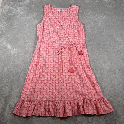 Vestido Tommy Bahama Mujer Pequeño Rosa AOP Estampado Piña Envolvente Borla Volantes Dobladillo Foto 1 de 4