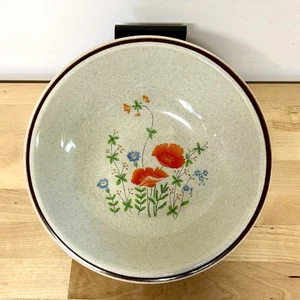 Haniwa Stein Maywood Servierschale gesprenkelt Steinzeug Mohnblumen Wildblume Japan - Bild 1 von 11