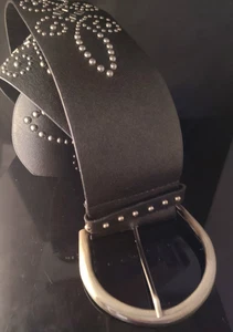 Cintura vintage nera floreale borchie finitura argento borchie metallo larghe uomo made XL - Foto 1 di 16