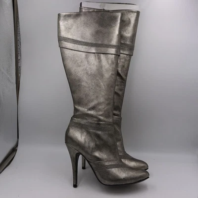 Botas de aguja Aldo plateadas de tacón alto bruñidas sobre la rodilla 39 Foto 1 de 4