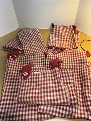 Lote 6 Cortinas JCP Home Tab Top Rojo Beige Cuadros Cenefa Ver Talla Foto 1 de 4