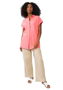 ellos Plus Size Linen-Blend Drawstring Pants - Picture 1 of 23