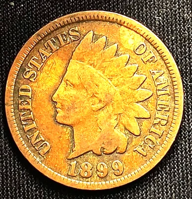 1899,1893,Native American Indian Head Penny FULL DATE OLD COIN EYE APPEAL - Image 1 of 4