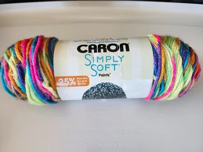 Hilo de pinturas suaves Caron Simply medio peinado #4 - 100 % acrílico - 5 oz - arco iris brillante Foto 1 de 2