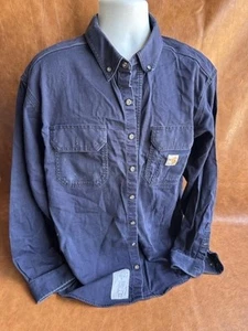 Carhartt FR Blue Denim Button  Down Shirt Size L Fire Resistant Work - Picture 1 of 11