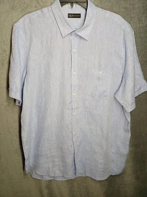 NWT Mens Neiman Marcus Short Sleeve Blue Button-up Shirt Size XL - Image 1 of 4