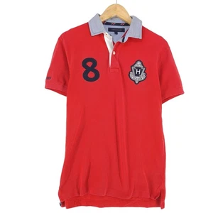 Vintage Tommy Hilfiger Men's Polo Shirt Red Cotton Jv1 Size S - Picture 1 of 7