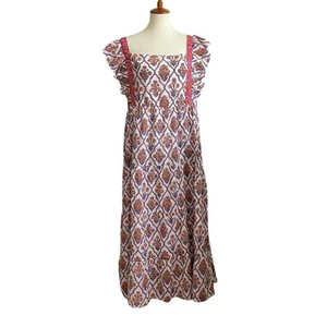Maxi abito Victoria Dunn taglia 3XL floreale viola bianco cotone foderato zip laterale nuovo - Foto 1 di 14