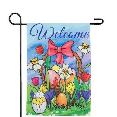 Northlight Welcome Easter Basket Outdoor Garden Flag 12.5" x 18" - Image 1 of 4