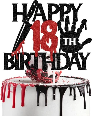 黑色闪光杀手18岁生日快乐蛋糕装饰,万圣节僵尸吸血鬼B — 第 1/4 张图片