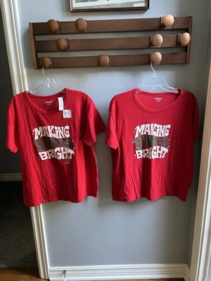 Lot of 2 OLD NAVY Red “Making Spirits Bright”  MATCH THE FAM! T-Shirts Size M - Image 1 of 4