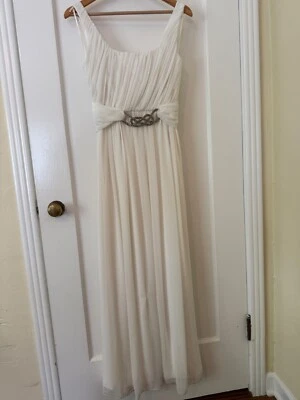 Jill Stuart long white column chiffon wedding dress, size 2 - Image 1 of 4
