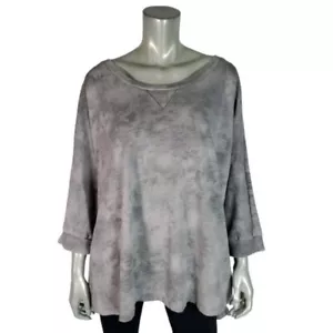 Sonoma Sweatshirt Plus Size 3X Dolman Sleeve Stretch Lightweight Tie Dye Gray - Picture 1 of 5
