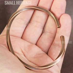 Large Handmade Antique Style Pure Copper Bracelet Cuff Man Bangle Thickness 4mm - Picture 1 of 4