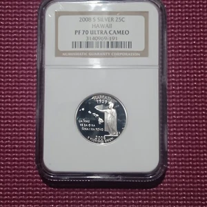 2008 S NGC PF70 UCAM PROOF - SILVER Hawaii State Quarter Coin #52282A - Picture 1 of 2