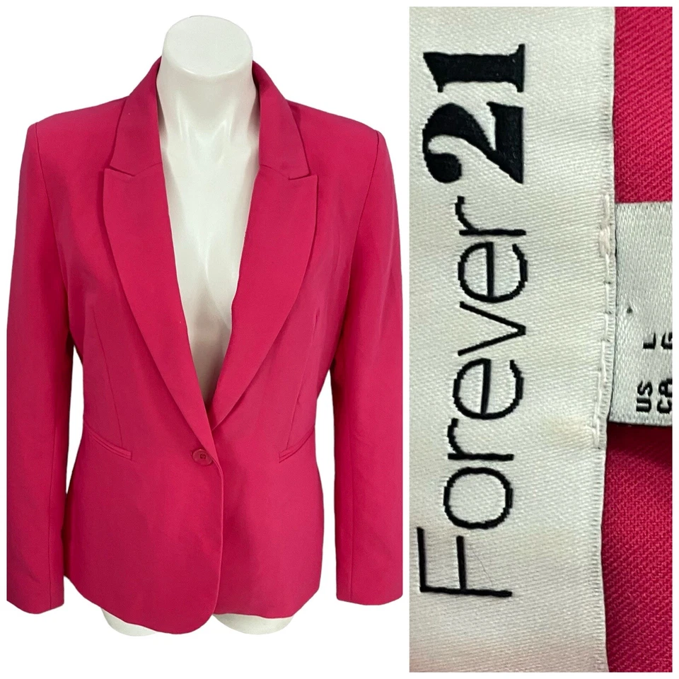 Blazer Forever 21 Mujer Grande Rosa Barbie Trabajo Oficina Preppy Chaqueta Informal Foto 1 de 4