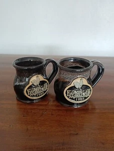 2 Mugs USA Hand Thrown Deneen Pottery 2009 Egg Harbor Cafe Lake Geneva WI  - Picture 1 of 8