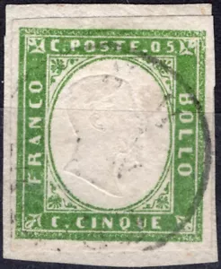 ITALIEN, SARDINIEN, SACHSEN # 13 B AUF FRAGMENT, GEBRAUCHT, SEHR GUTER ZUSTAND - Bild 1 von 1